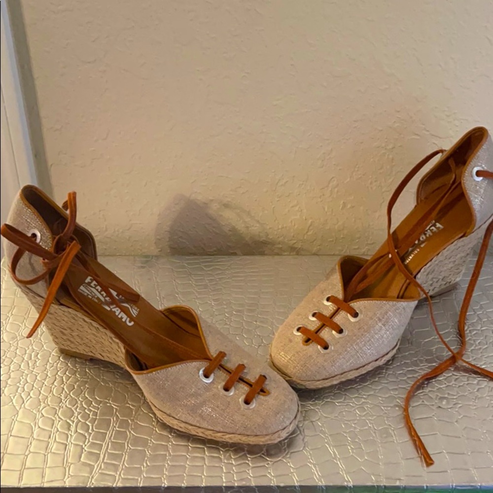 Salvatore Ferragamo Metallic Espardrilles